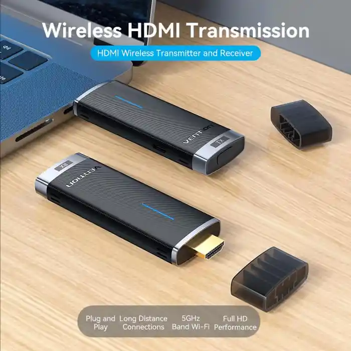 Vention ADCB0 HDMI Wireless Transmitter and Receiver with 5GHz Band WiFi 1080p 60Hz Output and Built-In Antenna for TV Monitor Projector etc